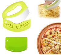Yuqilin Découpe Pizza en Inox, Roulette a Pizza avec Couvercle de Protection, Pizza Cutter Rocker, Grattoir à Pâte, pour Couper des Pizzas, du Fromage, Des Légumes, Des Gâteaux