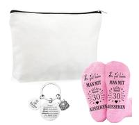 Yuqilin Ensemble 3 Pièces Anniversaire 30 Ans Femme 1995 Trousse Maquillage + 1 Paire de Chaussettes Drôle + 1 Pendentif Cadeaux Anniversaire Femme pour Mère Petite Amie Epouse Meilleure Amie (1995)