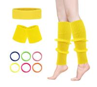 Yuqilin Ensemble Jambières Fluo, Jaune Bandeau Sport und Jaune Wristband