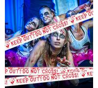 Yuqilin Ruban D'avertissement D'halloween, 4.8cm X 25m Ruban D'avertissement de Danger, Peur Ruban Danger Halloween, pour Décorations de Fête Effrayantes pour Halloween (Rouge/Blanc)