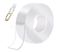 Yuqilin Scotch Double Face, Scotch Transparent, Scotch Double Face Extra Fort, avec 1 Ciseaux en Fer, Réutilisable Ruban Adhésif Double, pour Tapis, Cadre Photo, Cuisine (3M X 3CM X 2MM)