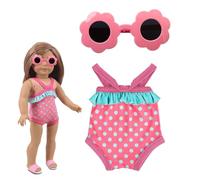 Yuqilin Tenues de Maillot Bain Poupon avec Lunettes Soleil, Poupee Bebe Vêtements, Accessoire Poupon, Tenue de Piscine de Poupéest, 40-45 CM Jouet de Bain pour Bebe, Rose