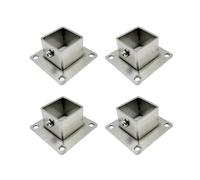 Yuqim Lot de 4 bases de poteau carrées robustes en acier inoxydable pour clôture en bois, 3,1 x 3,1 cm