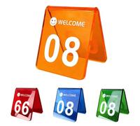 YUQIWKK Numéros De Table De Restaurant, Réutilisables, pour Café, Bar, Restaurant, Hôtel, Signe De Numéros De Style De Tente, Signe De Numéros Double Face(Orange,26-30)