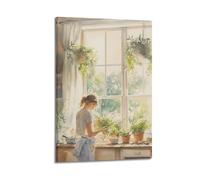 YUQLAGA Poster sur toile « A Blonde Woman Is Cooking for Her Family in The Kitchen » - Pour salon, chambre à coucher, salle de jeux, bureau - 30 x 45 cm