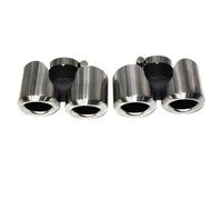 YUQUDGELKY Embout D'échappement Pour Land Rover Pour Defender 90 110 130 2020-2024 Embout De Silencieux Amélioré En Fibre De Carbone Noir Carré À Quatre Sorties(Silver Round,3.0)