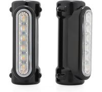 YUQUDGELKY Moto pour Harley pour Victory Road King pour Street Glide Softail Moto Highway Bar Switchback Clignotant Blanc Ambre LED Accessoires(Noir)