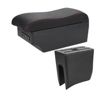 YUQUDGELKY Pour Dacia Pour Spring Accoudoir Pour Renault Pour K-ZE Boîte D'accoudoir Auto Cuir Surface Courbe Boîte D'accoudoir Centrale(A1 Noir rouge 7USB)