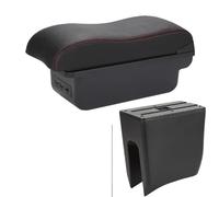 YUQUDGELKY Pour Dacia Pour Spring Accoudoir Pour Renault Pour K-ZE Boîte D'accoudoir Auto Cuir Surface Courbe Boîte D'accoudoir Centrale(B1 Noir rouge 3USB)