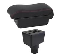 YUQUDGELKY Pour F&ord Pour Ecosport 2018 2019 2020 2021 Boîte À Accoudoir Cuir Accoudoir Console Centrale Rangement Interface USB(C2 Ligne rouge)