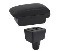 YUQUDGELKY Pour F&ord Pour Ecosport 2018 2019 2020 2021 Boîte À Accoudoir Cuir Accoudoir Console Centrale Rangement Interface USB(Ligne noire B1)