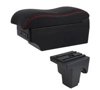 YUQUDGELKY Pour F&ord Pour Focus 3 Mk3 2011 2012 2013 2014-2020 Boîte D'Accoudoir Voiture Repose-bras Console Centrale De Rangement(Ligne rouge E2)