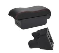 YUQUDGELKY Pour Kia Pour Picanto Pour Picanto Pour 3X-Line Boîte De Rangement Intérieur Pour Accoudoir Auto En Cuir À Surface Courbe(B1 Noir rouge 3USB)