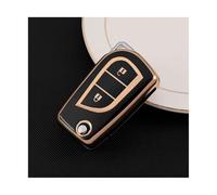 YUQUDGELKY pour Toyota pour Aygo pour Yaris pour Highlander pour Camry pour Keychain 2 3 Boutons Coque Clé Voiture TPU Housse Porte-clés(Noir,2 Button)