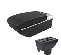 YUQUDGELKY Pour Toyota Pour Yaris Pour Vitz Pour Vios 2011-2017 Boîte D'accoudoir De Voiture Boîte De Rangement Centrale Double Couche Grand Espace(A1 Noir rouge 7USB)