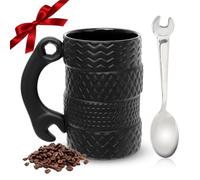 Yuragim Cadeau Fête Des Pères, 500 ml Tasse de Pneu avec Cuillère et Poignée, Cadeau Hommes Papa Tasse a Cafe, Tasse de Voiture 3D Tasse à Outils Grande Tasse à Café en Céramique pour Bureau et Maison