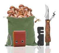 Yuragim Couteau à Champignons avec Brosse et Règle, Sac de Cueillette de Champignons, Mushroom Knife Set, Ensemble de Couteau mycologique Portable pour la Cueillette de Champignons en Extérieur