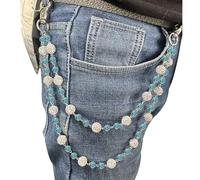 YURAOER Chaîne de taille en perles de céramique scintillantes style bohème brillant pour sac à main, jean, pantalon - Accessoires pour homme et femme, As shown in the pic, Céramique