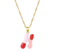 YURAOER Collier avec pendentif en forme de bulle, en émail - Joli collier avec initiale en forme de ballon plaqué or 14 carats - Collier avec 26 lettres de A à Z pour femme, Cuivre, Pas de gemme
