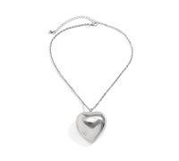 YURAOER Y2K Collier ras du cou en forme de cœur gonflé avec chaîne en velours réglable pour femme, 1.8"(4.5cm) heart pendant, 57"(145cm) chain length, Zinc, Pas de pierre précieuse
