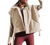 YURCI Gilet Polaire Surdimensionné pour Femmes, Gilet Polaire pour Femmes, Veste Sherpa Surdimensionnée Sans Manches, Gilet Boutonné, Vêtements D'extérieur (Color : Beige, Size : L)