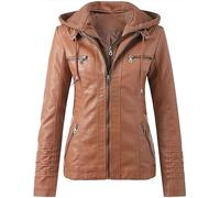 YURCI Veste De Motard En Simili Cuir pour Femmes, Nouvelle Veste De Style Motard Ajustée Vintage En Simili Cuir Véritable Doux pour Femmes (Color : Brown, Size : XL)
