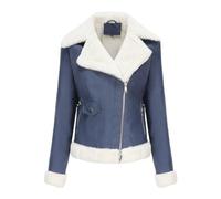 YURCI Veste En Fausse Fourrure pour Femme Doublure En Fourrure Manteau De Motard D'hiver Chaud Manteau Doublé Sherpa Manteau D'hiver En Cuir Aviateur Doublé Polaire Moto Bomber Zip Up