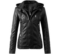 YURCI Vestes En Simili Cuir pour Femmes, Vêtements D'extérieur Veste En Cuir PU Punk Vintage, Vestes Cardigan Bombardier Universitaire En PU Moto (Color : Black, Size : S)