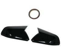 Yurefax 1 paire de caches rétroviseurs latéraux en fibre carbone noir brillant, for Ford, for Mustang, accessoires extérieurs automobiles 2015-2022 Couverture de rétroviseur(BLACK No lights Black)