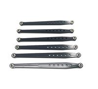 Yurefax 6 pièces lien de châssis de voiture RC en aluminium liaison de tige de liaison de châssis inférieur et supérieur 1/10 RC chenille, for Axial, for SCX10 Biellette de bras de suspension(Schwarz)