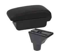 Yurefax Accoudoir central for citroën C3 C4, boîte de rangement centrale, porte-gobelet, accessoires de chargement USB, accessoires de voiture Accoudoir de voiture(BLACK B1 Red Line 3usb)