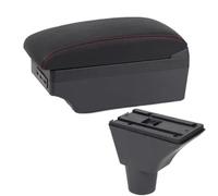 Yurefax Accoudoir central for citroën C3 C4, boîte de rangement centrale, porte-gobelet, accessoires de chargement USB, accessoires de voiture Accoudoir de voiture(BLACK C1 Red Line 7usb)