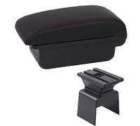 Yurefax Boîte d'accoudoir de voiture, boîte de rangement de Console centrale, style de voiture avec porte-gobelet, accessoires USB, for Peugeot, 307 Accoudoir de voiture(BLACK C1 Red Line)