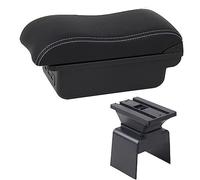 Yurefax Boîte d'accoudoir de voiture, boîte de rangement de Console centrale, style de voiture avec porte-gobelet, accessoires USB, for Peugeot, 307 Accoudoir de voiture(BLACK C2 White Line)