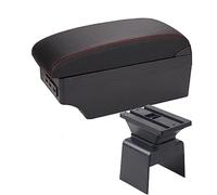 Yurefax Boîte d'accoudoir de voiture, boîte de rangement de Console centrale, style de voiture avec porte-gobelet, accessoires USB, for Peugeot, 307 Accoudoir de voiture(BLACK E1 Red Line)