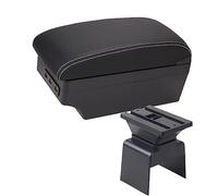 Yurefax Boîte d'accoudoir de voiture, boîte de rangement de Console centrale, style de voiture avec porte-gobelet, accessoires USB, for Peugeot, 307 Accoudoir de voiture(BLACK E1 White Line)
