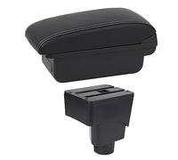 Yurefax Boîte d'accoudoir de voiture, repose-bras de voiture, Console centrale de rangement, accessoire de voiture USB, for Ford, for Ecosport, 2013 - 2017 Accoudoir de voiture(BLACK B1 White Line)