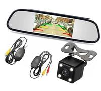 Yurefax Caméra de recul sans Fil avec Moniteur Miroir, pour Le stationnement des véhicules HD 4.3 Caméra de recul(Black XC 4)