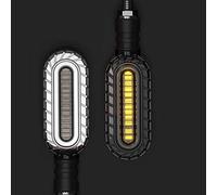Yurefax Clignotant lumineux 2 en 1, signaux d'arrêt de moto DRL, clignotant à eau qui coule, feu arrière universel M10, feu de freinage Clignotants pour moto(NEW 2PCS White)