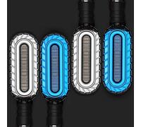 Yurefax Clignotant lumineux 2 en 1, signaux d'arrêt de moto DRL, clignotant à eau qui coule, feu arrière universel M10, feu de freinage Clignotants pour moto(NEW 2Blue 2White)