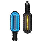 Yurefax Clignotant lumineux 2 en 1, signaux d'arrêt de moto DRL, clignotant à eau qui coule, feu arrière universel M10, feu de freinage Clignotants pour moto(NEW 2PCS Blue)