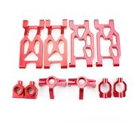 Yurefax Ensemble de coupelles de Direction de Bras de Suspension Avant et arrière en Alliage d'aluminium, 10 pièces, for Wltoys, for Voiture RC 104001 1/10 Biellette de Bras de Suspension(Rot)