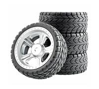 Yurefax Ensemble de Roues et pneus en Caoutchouc, for HSP, for HPI, 1/10 1:10 on-Road Car Racing RC Rim03-6017 Pneu pour Voiture télécommandée(Silver Wheel)