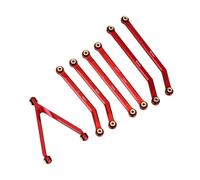 Yurefax Jeu de maillons de châssis en Aluminium CNC à dégagement élevé, Chenille 1/24 RC LWB 133.7mm, for Axial, for SCX24 AXI00001 C10 AXI00002, for Jeep, JLU Biellette de Bras de Suspension(Rot)