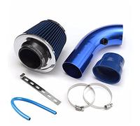 Yurefax Kit d'admission d'air froid universel Turbo avec filtre 76 mm Tuyau en caoutchouc for voiture Tuyau d'admission de compresseur à induction haute puissance Filtre à air pour voiture(Blue)
