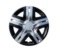 Yurefax Lot de 4 enjoliveurs roue 14 pouces, noir brillant avec insert gris Cache-moyeu de roue en alliage pour automobile