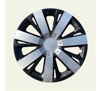 Yurefax Lot de 4 enjoliveurs roue 15 pouces, noir brillant avec insert gris Cache-moyeu de roue en alliage pour automobile