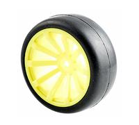 Yurefax Lot de 4 pneus Course Plats avec décalage Roue 6 mm, for HSP, for HPI, 1.10 Voiture Tout-Terrain Pneus pour Voitures télécommandées(Yellow Wheel)
