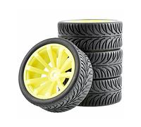 Yurefax Lot de 4 pneus Course Plats avec décalage Roue 6 mm, for HSP, for HPI, 1.10 Voiture Tout-Terrain Pneus pour Voitures télécommandées(601Y-8007)