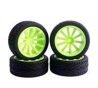 Yurefax Lot de 4 pneus Course Plats avec décalage Roue 6 mm, for HSP, for HPI, 1.10 Voiture Tout-Terrain Pneus pour Voitures télécommandées(603-8010)